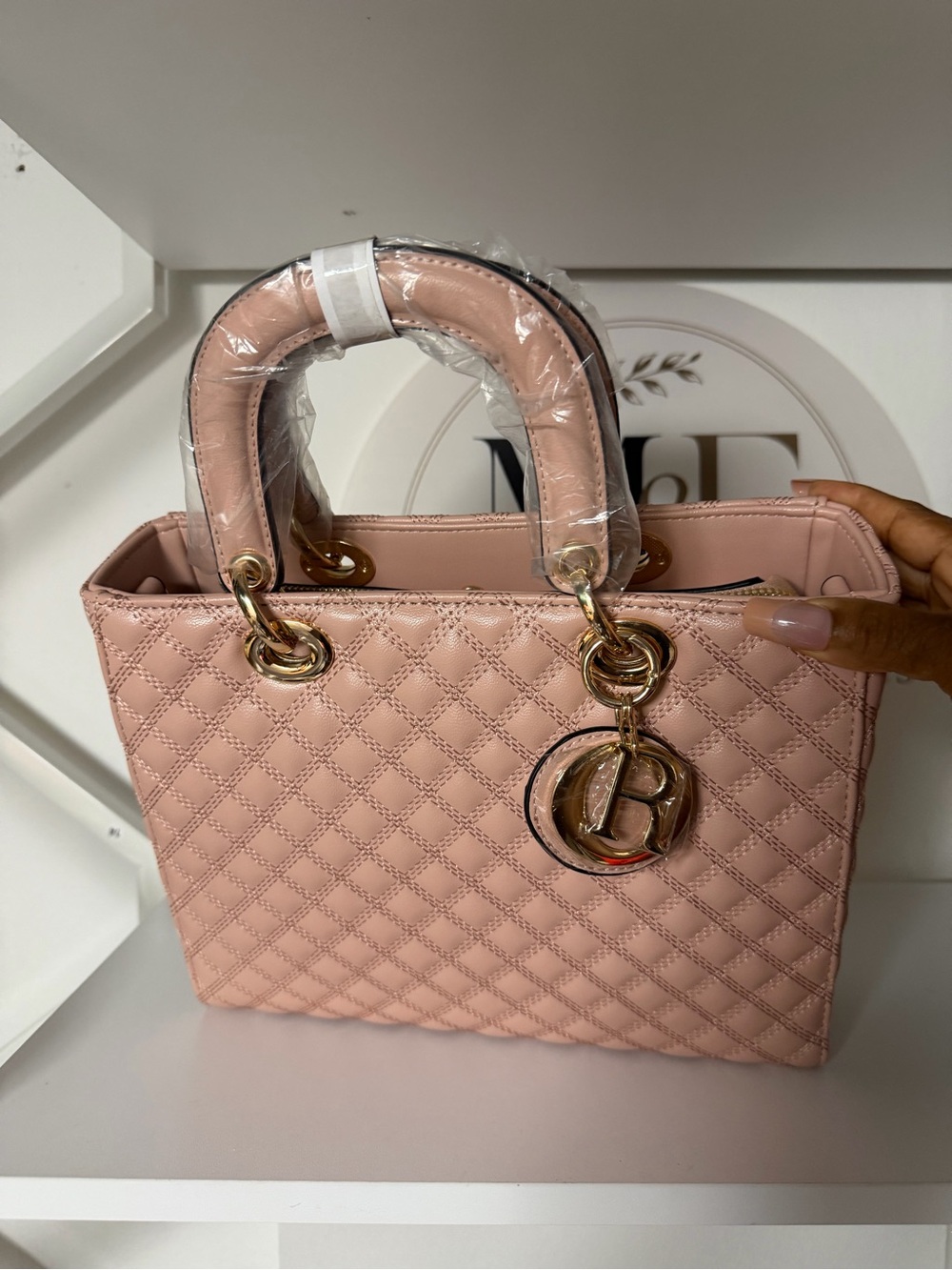 Quilted Pink Top-Handle Women’s Handbag